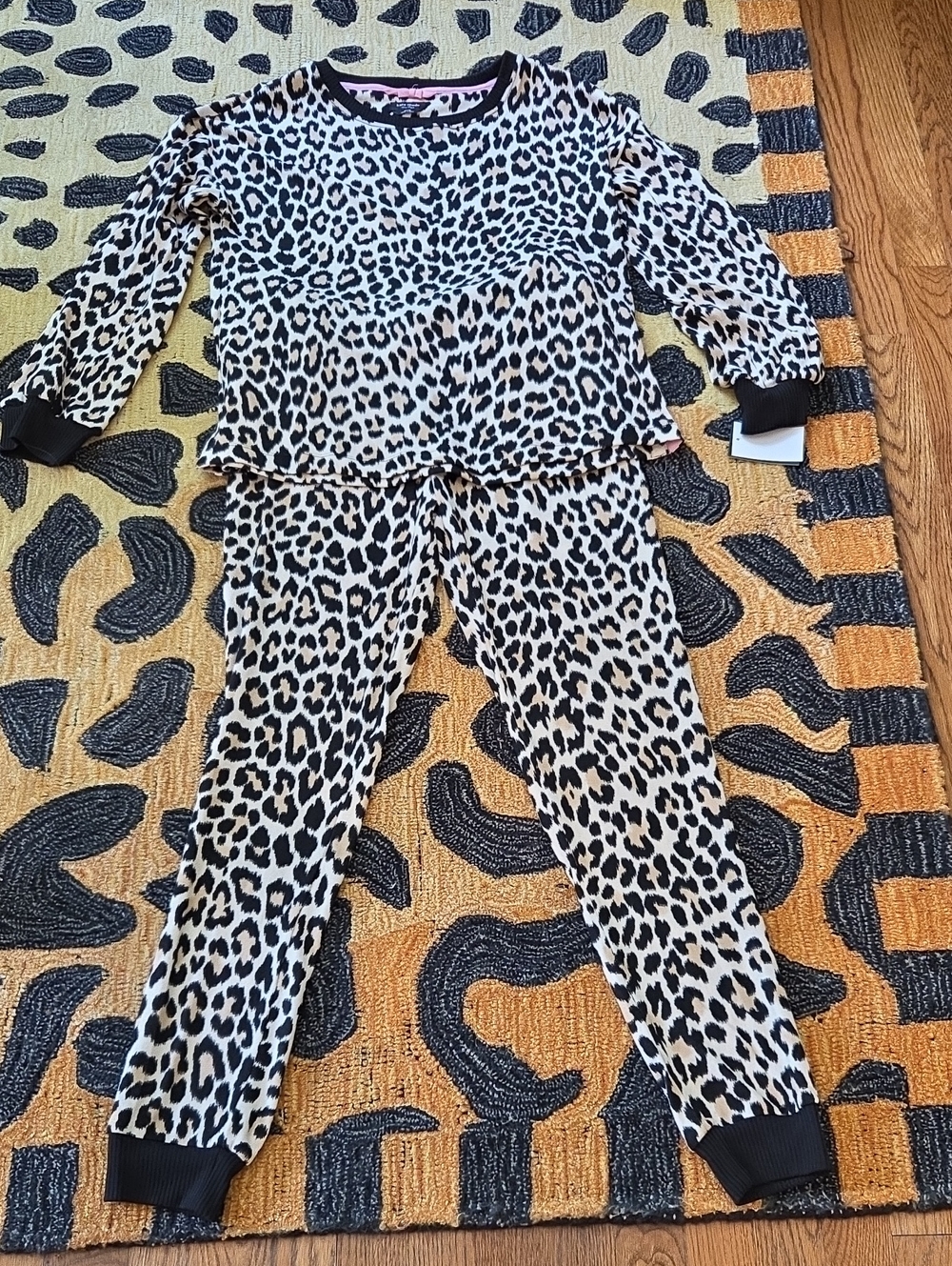 kate spade Leopard Print Pajama Set - Black & Cream